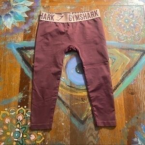 Really Clean Gym Shark Burgundy Leggings Size Small